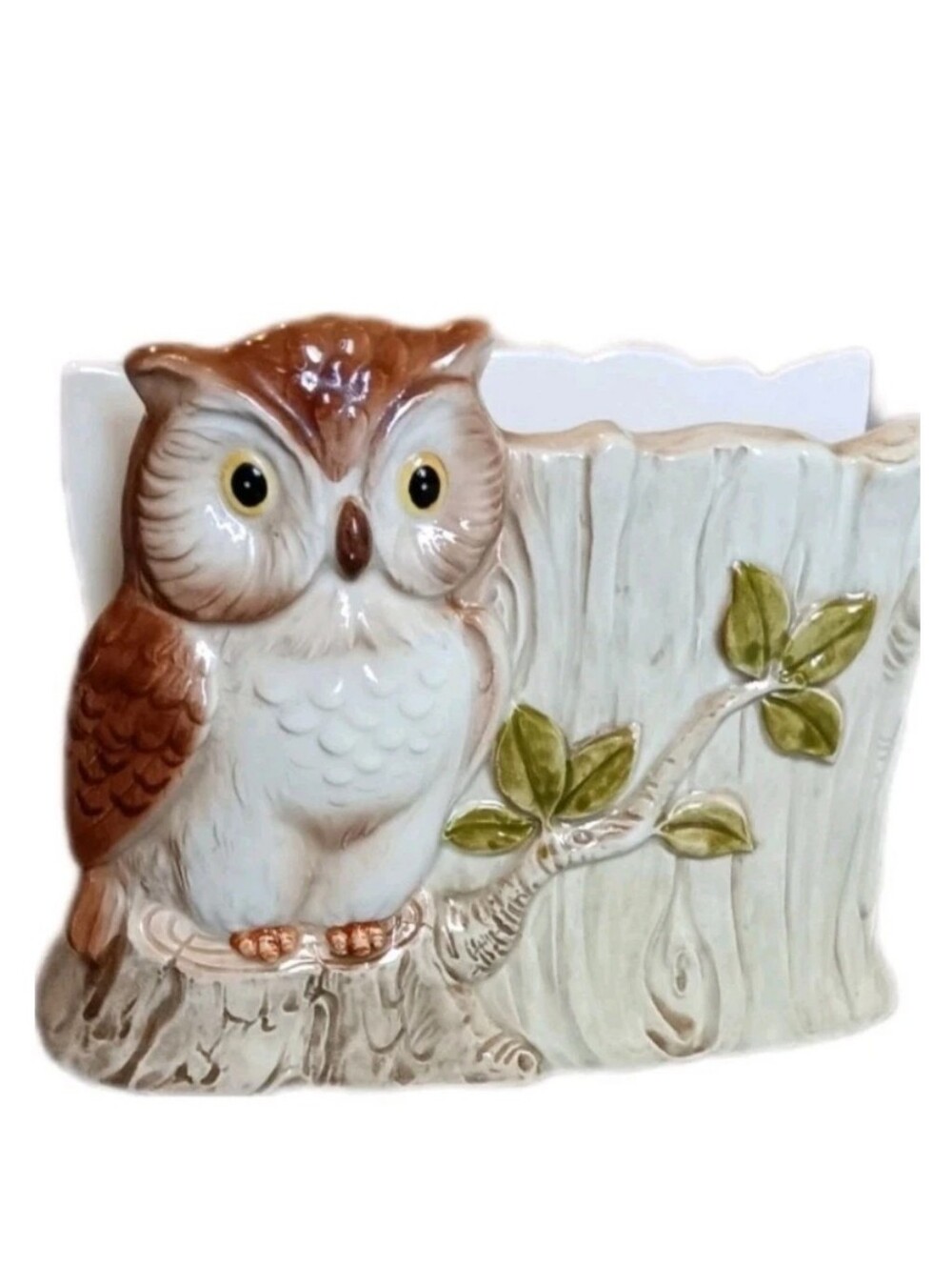 1984 Otagiri Japan Owl Napkin Holder, Letter Holder Vintage Cottage 80s Kitchen